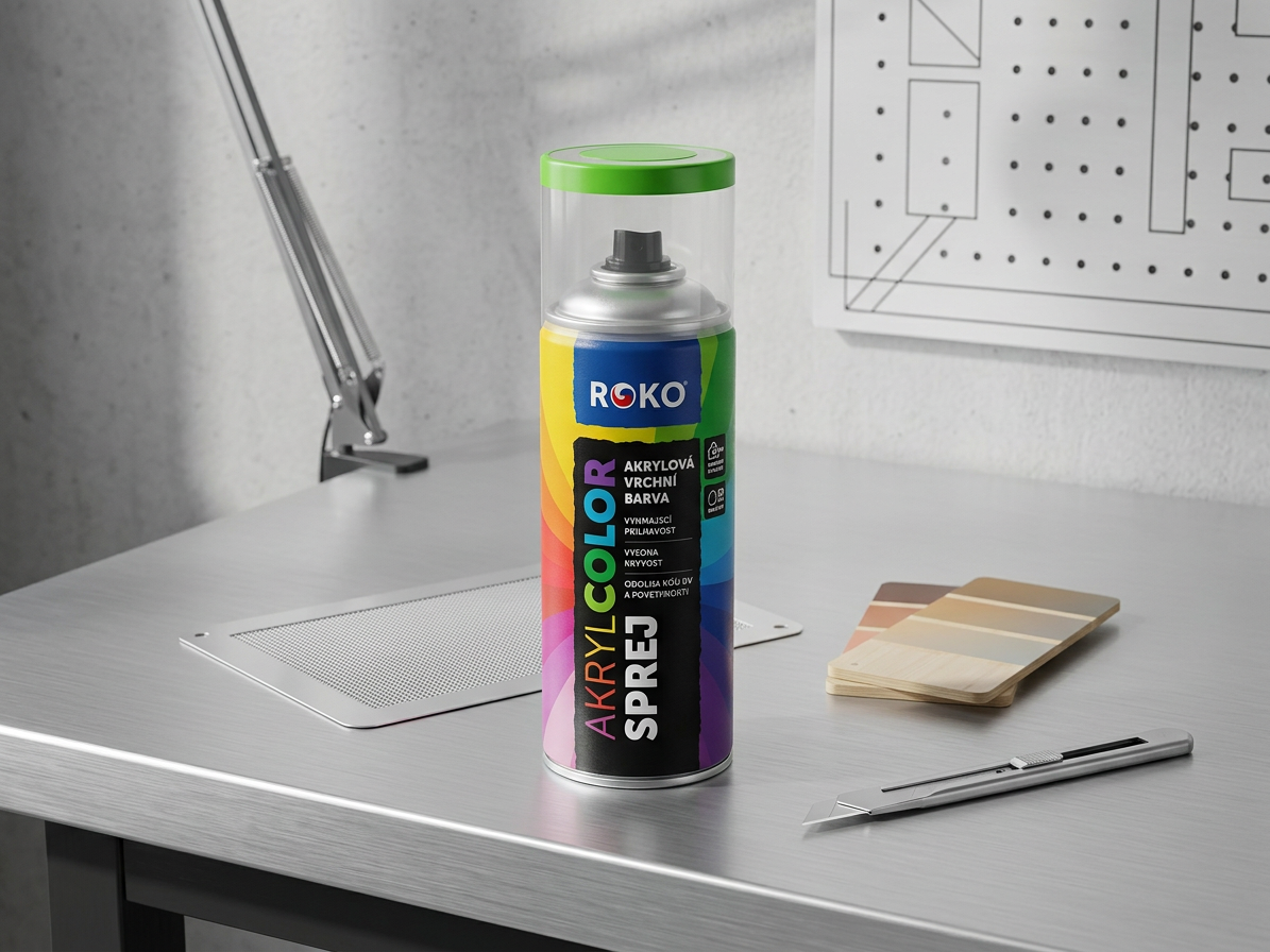 Barva akrylová vrchní Roko AKRYCOLOR Sprej zelenožlutá 400 ml