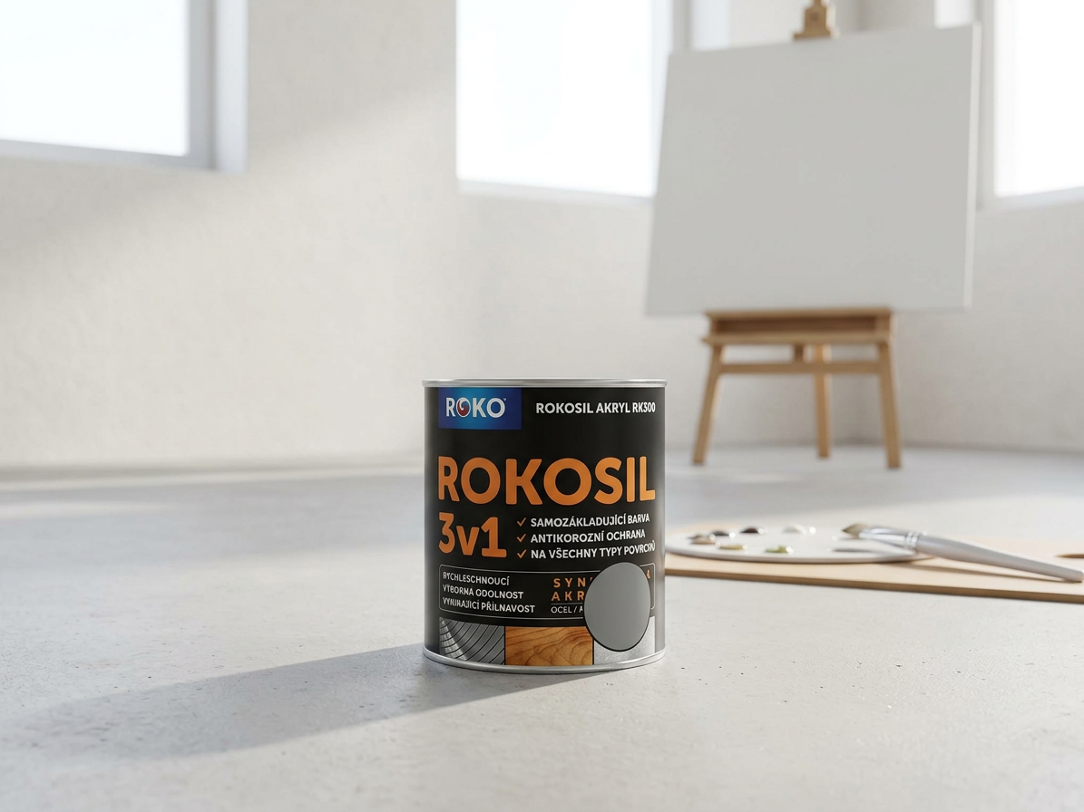 Barva samozákladující Rokosil akryl 3v1 RK 300 1100 šedá střední 0,6 l