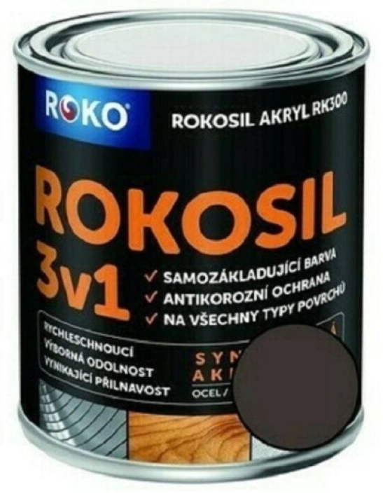 Barva samozákladující Rokosil akryl 3v1 RK 300 2880 hnědá tmavá 0,6 l
