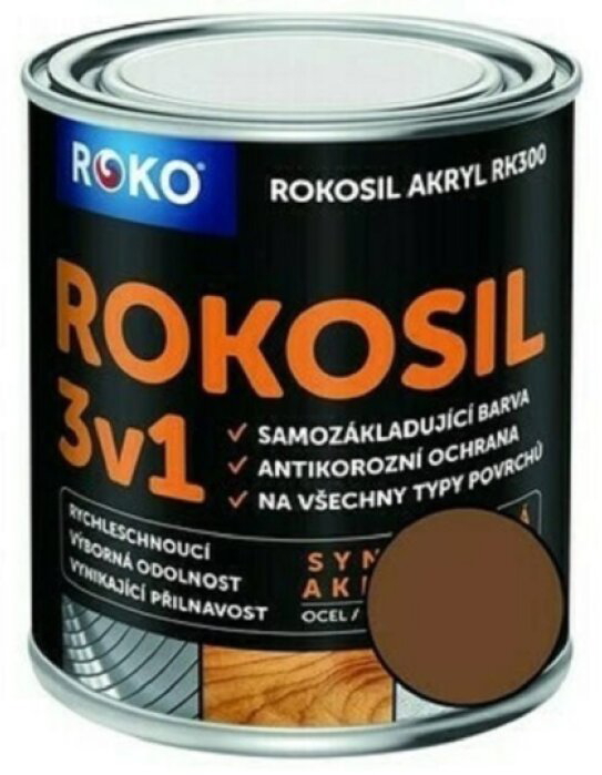Barva samozákladující Rokosil akryl 3v1 RK 300 2430 hnědá střední 0,6 l