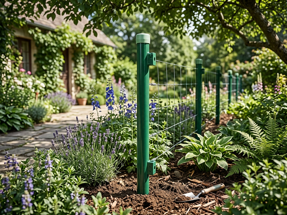 Sloupek kulatý Ideal Zn + PVC s příchytkou zelený (průměr 38mm-výška 2,0m)