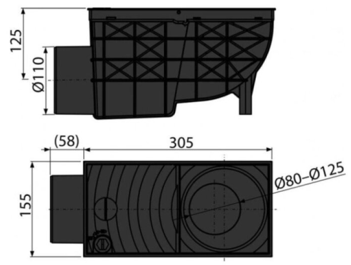Lapač střešních splavenin DN 100 boční - černá