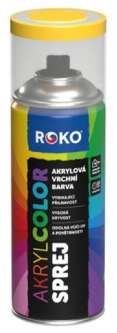 Barva akrylová vrchní Roko AKRYCOLOR Sprej žlutá hořčičná 400 ml