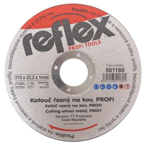 Kotouč řezný na kov 115 x 1 mm