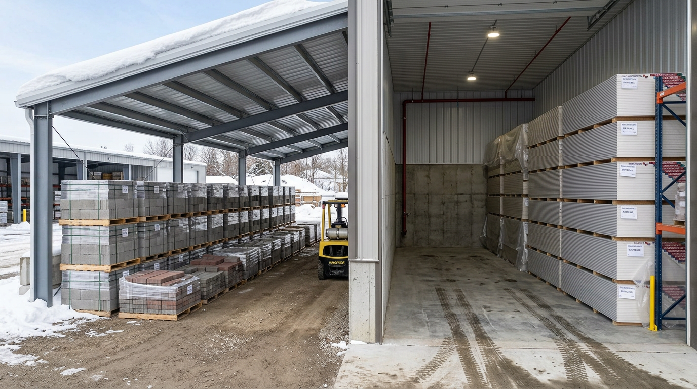Jak správně skladovat stavební materiál v zimě