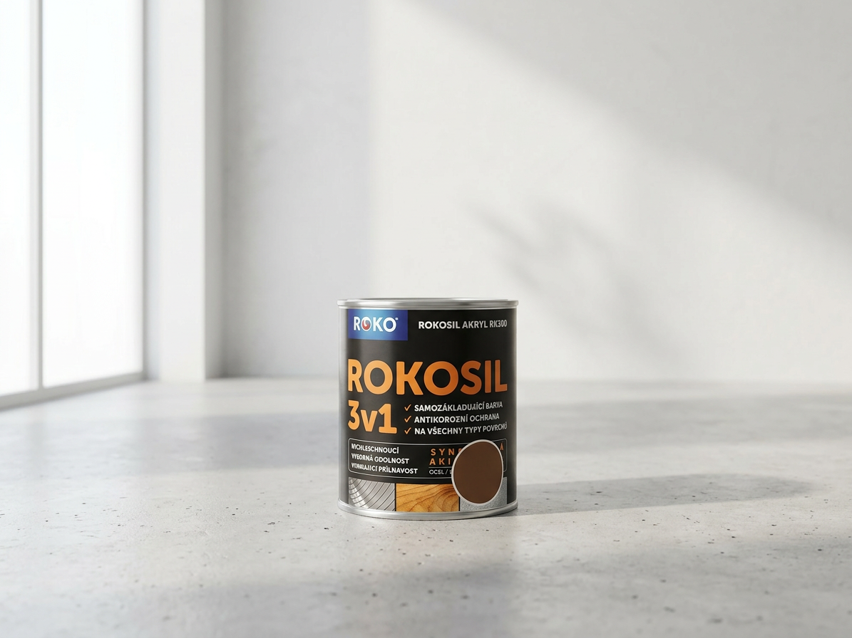Barva samozákladující Rokosil akryl 3v1 RK 300 2430 hnědá střední 0,6 l