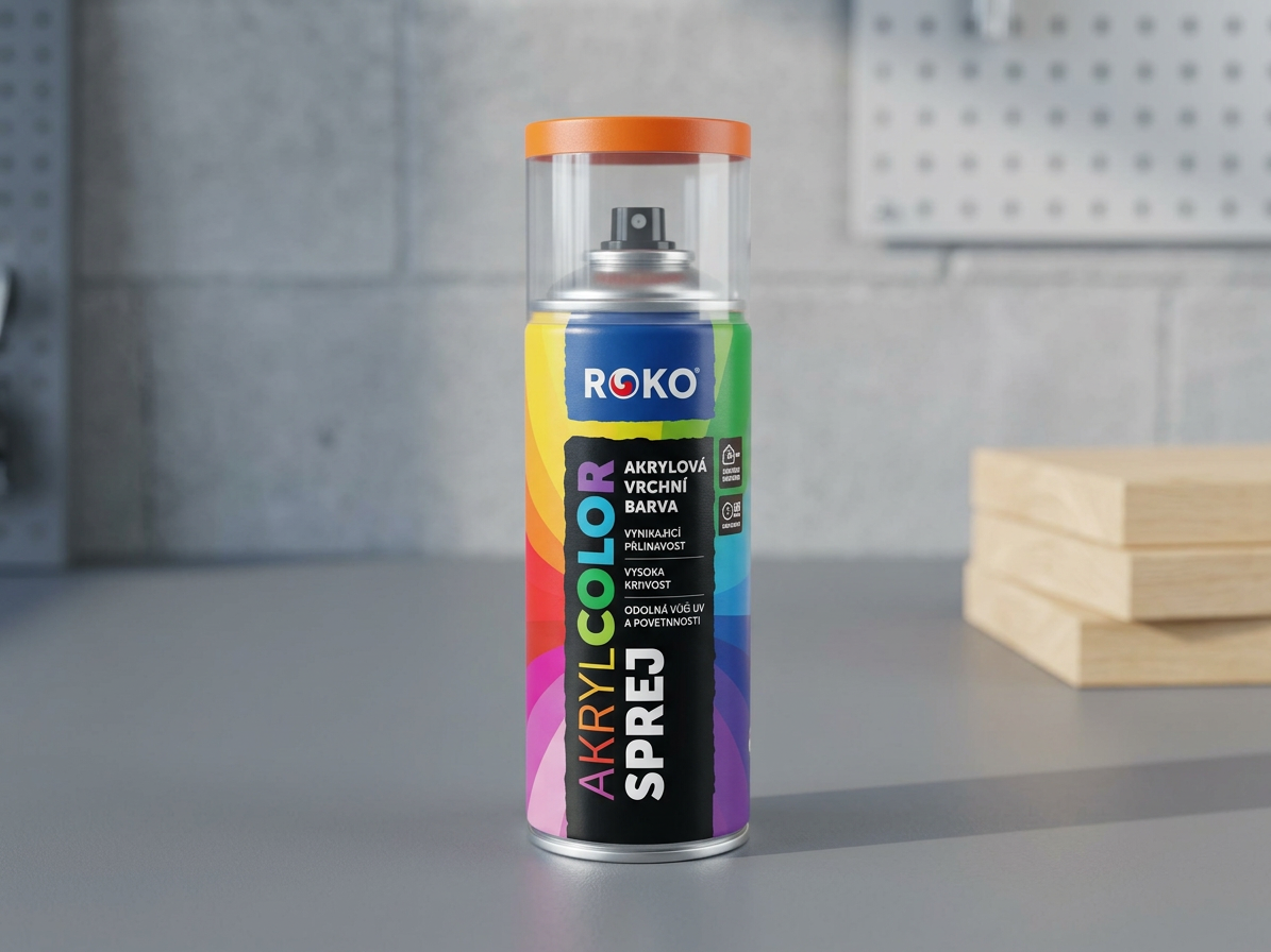 Barva akrylová vrchní Roko AKRYCOLOR Sprej dopravní oranžová 400 ml
