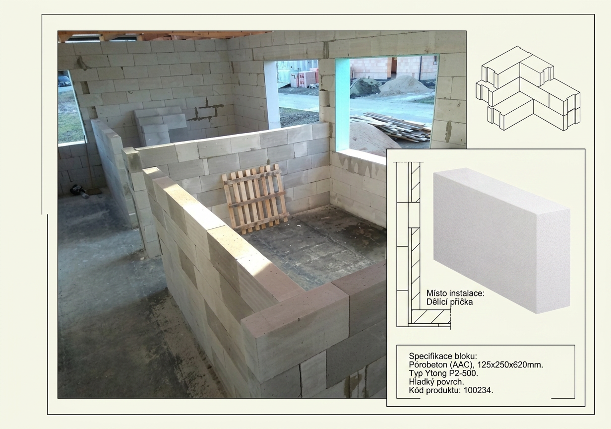 Příčkovka Porfix P2-500 200×500×250mm