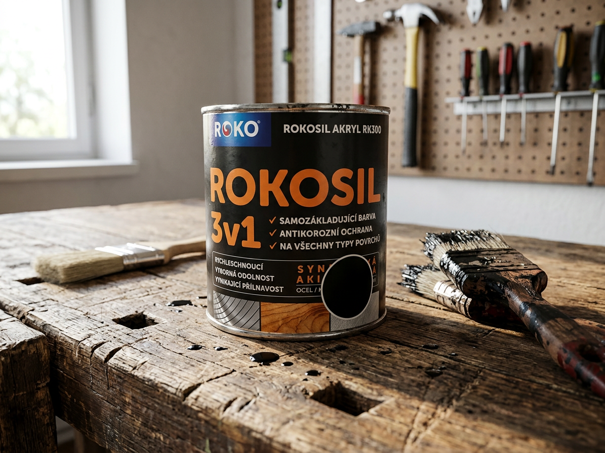 Barva samozákladující Rokosil akryl 3v1 RK 300 1999 černá 0,6 l