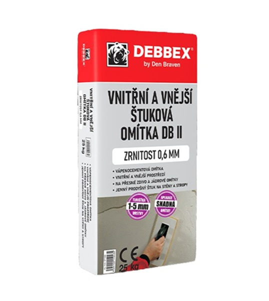 Vnitřní a vnější štuková omítka DB II 25 kg