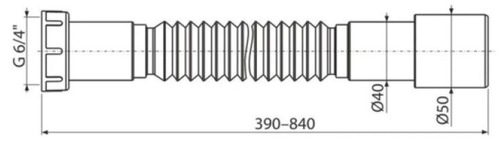 Připojení flexi Alcadrain A770 Premium 6/4"×40/50 plastová matka