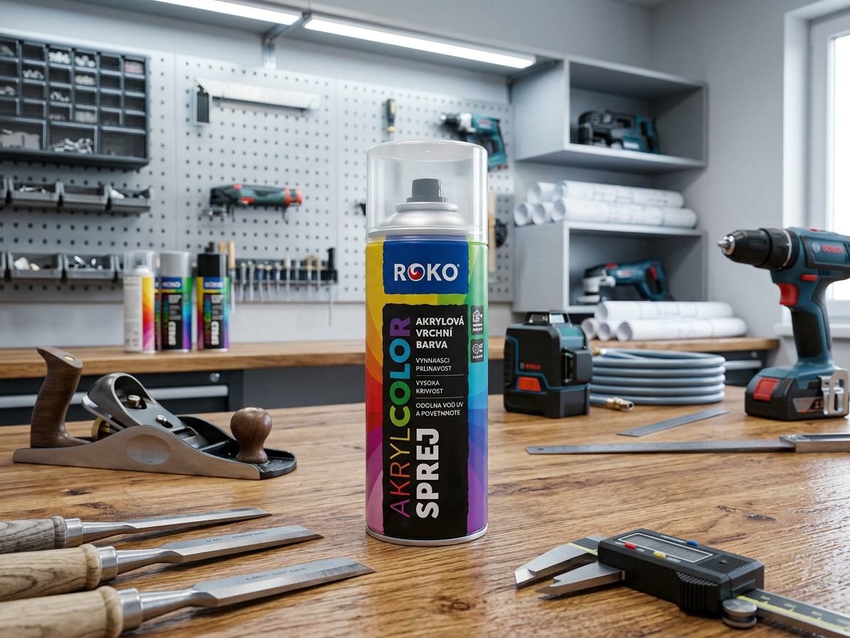 Barva akrylová vrchní Roko AKRYCOLOR Sprej černá MAT 400 ml