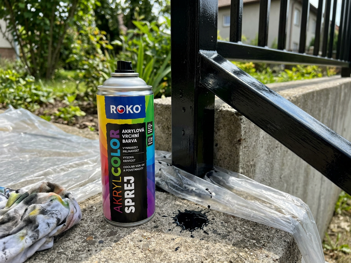 Barva akrylová vrchní Roko AKRYCOLOR Sprej černá MAT 400 ml
