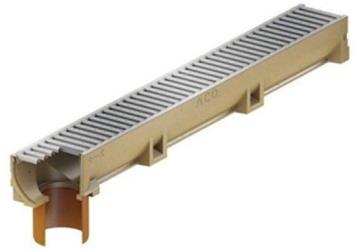 Žlab s pozinkovaným roštem ACO Euroline s odtokem DN/OD 110-1,0 m