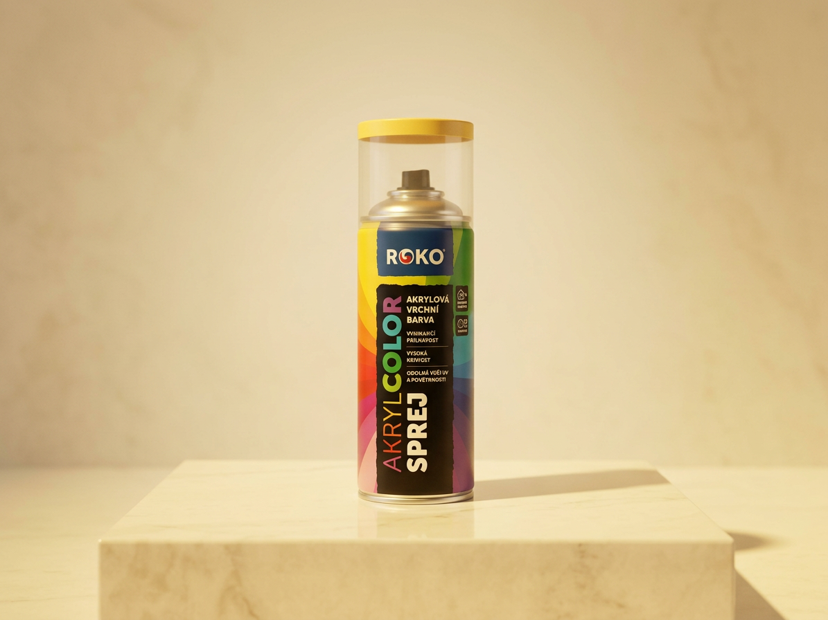 Barva akrylová vrchní Roko AKRYCOLOR Sprej žlutá hořčičná 400 ml