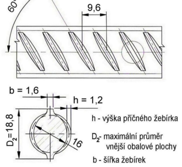 Tyč betonářská ocelová Ø 16 mm délka 6 m