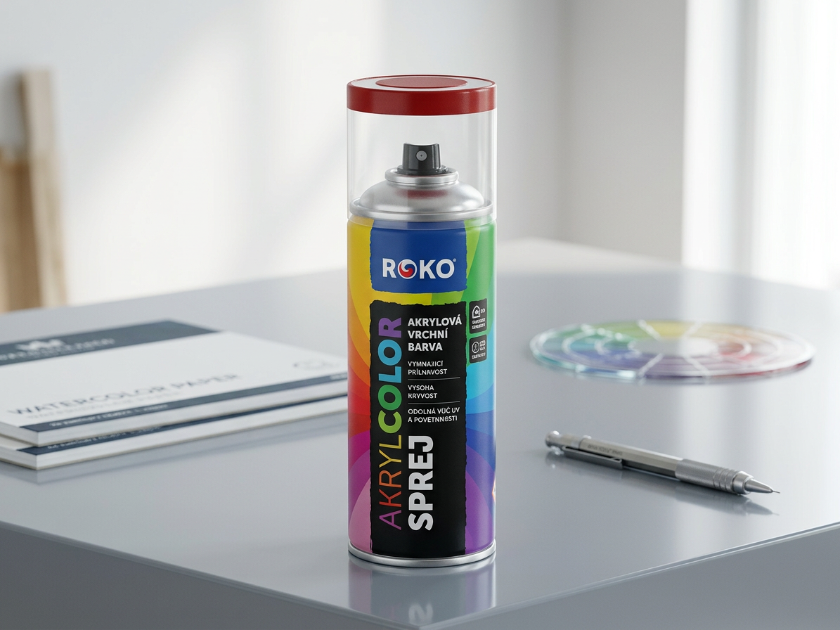 Barva akrylová vrchní Roko AKRYCOLOR Sprej rubínová 400 ml