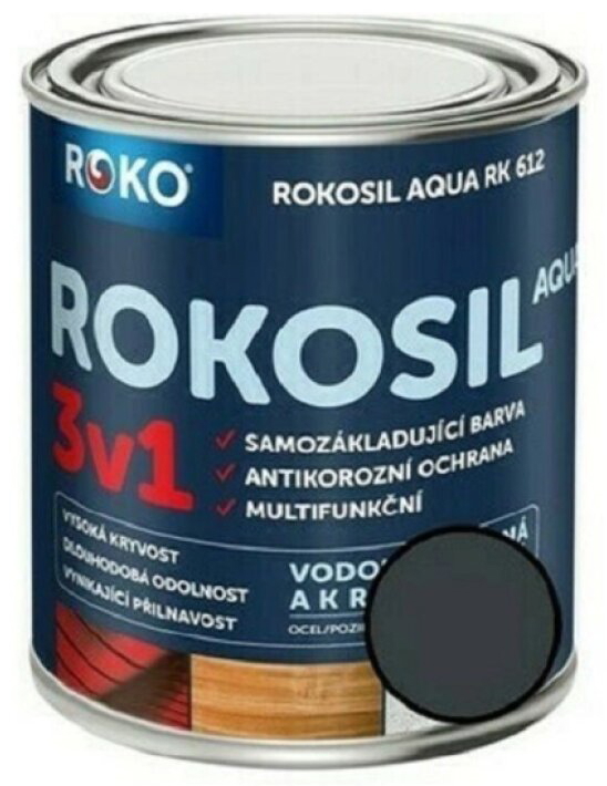Barva samozákladující Rokosil Aqua 3v1 RK 612 7016 šedá antracitová 0,6 l