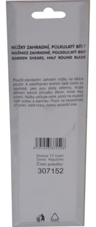 Nůžky zahradnické plastové půlkulaté 175 mm