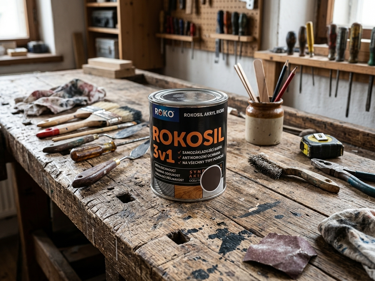 Barva samozákladující Rokosil akryl 3v1 RK 300 2880 hnědá tmavá 0,6 l