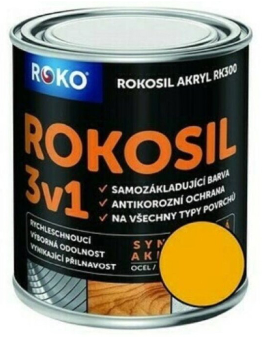 Barva samozákladující Rokosil akryl 3v1 RK 300 6200 žlutá světlá 0,6 l