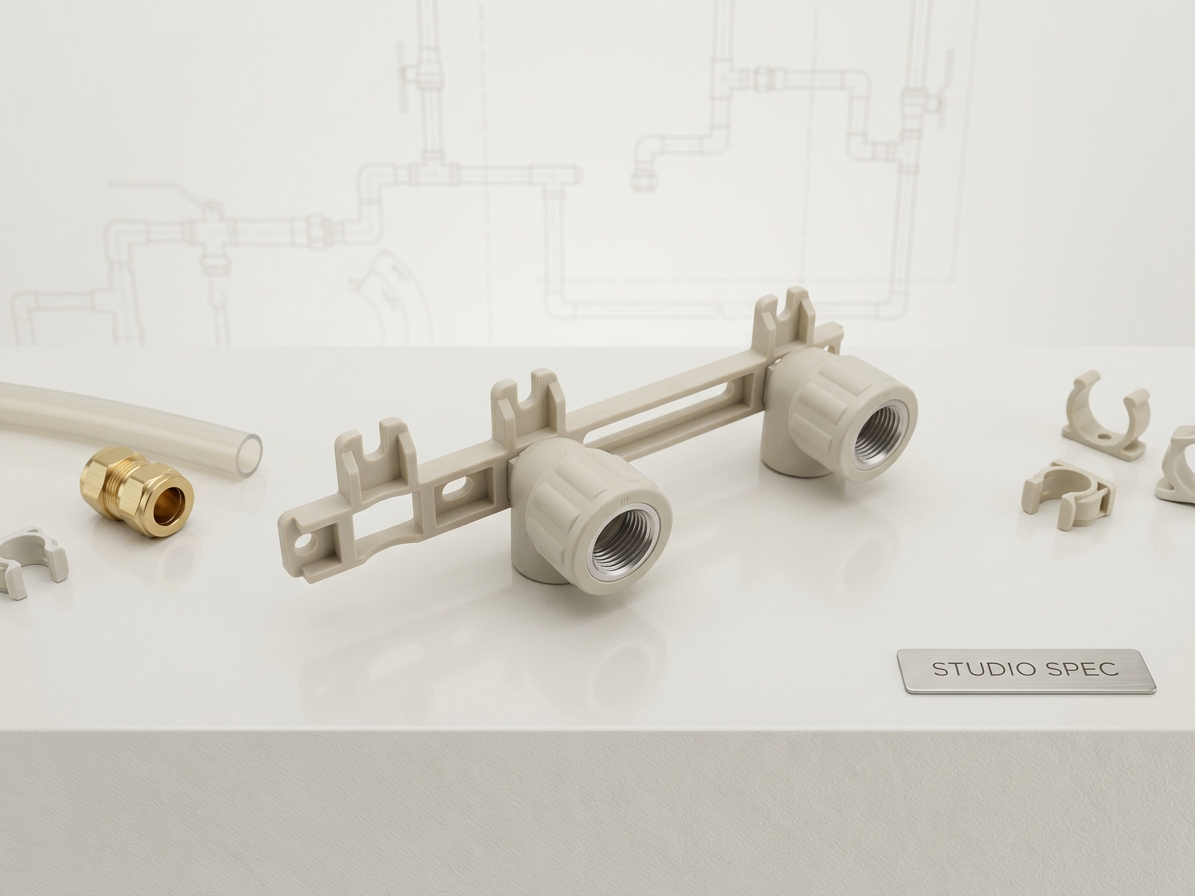 PPR koleno nástěnné dvojité 20 x 1/2" s nastavitelnou roztečí 100 a 150 mm