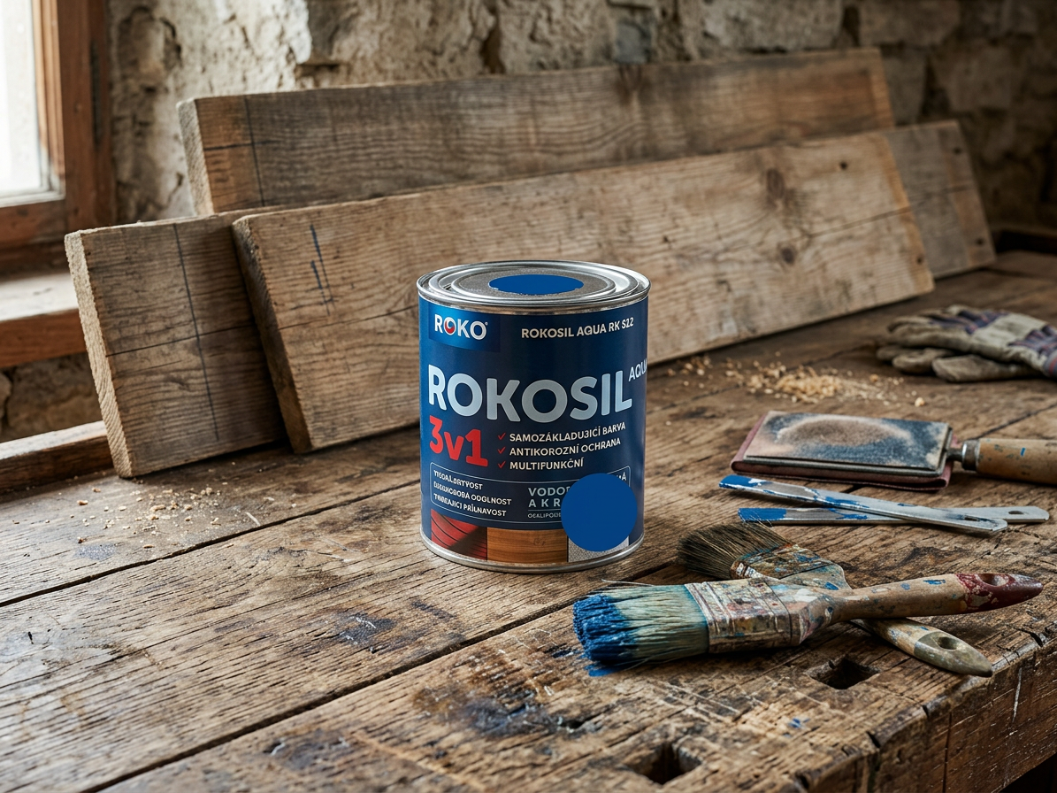 Barva samozákladující Rokosil Aqua 3v1 RK 612 4550 modrá střední 0,6 l