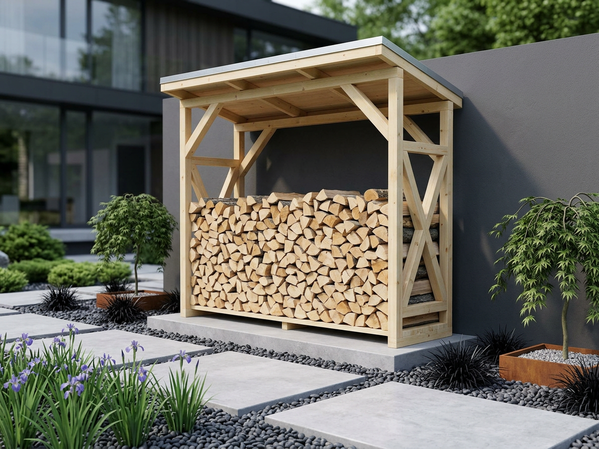 Dřevník s pultovou střechou samostatně stojící 760×2 335×2 460 mm
