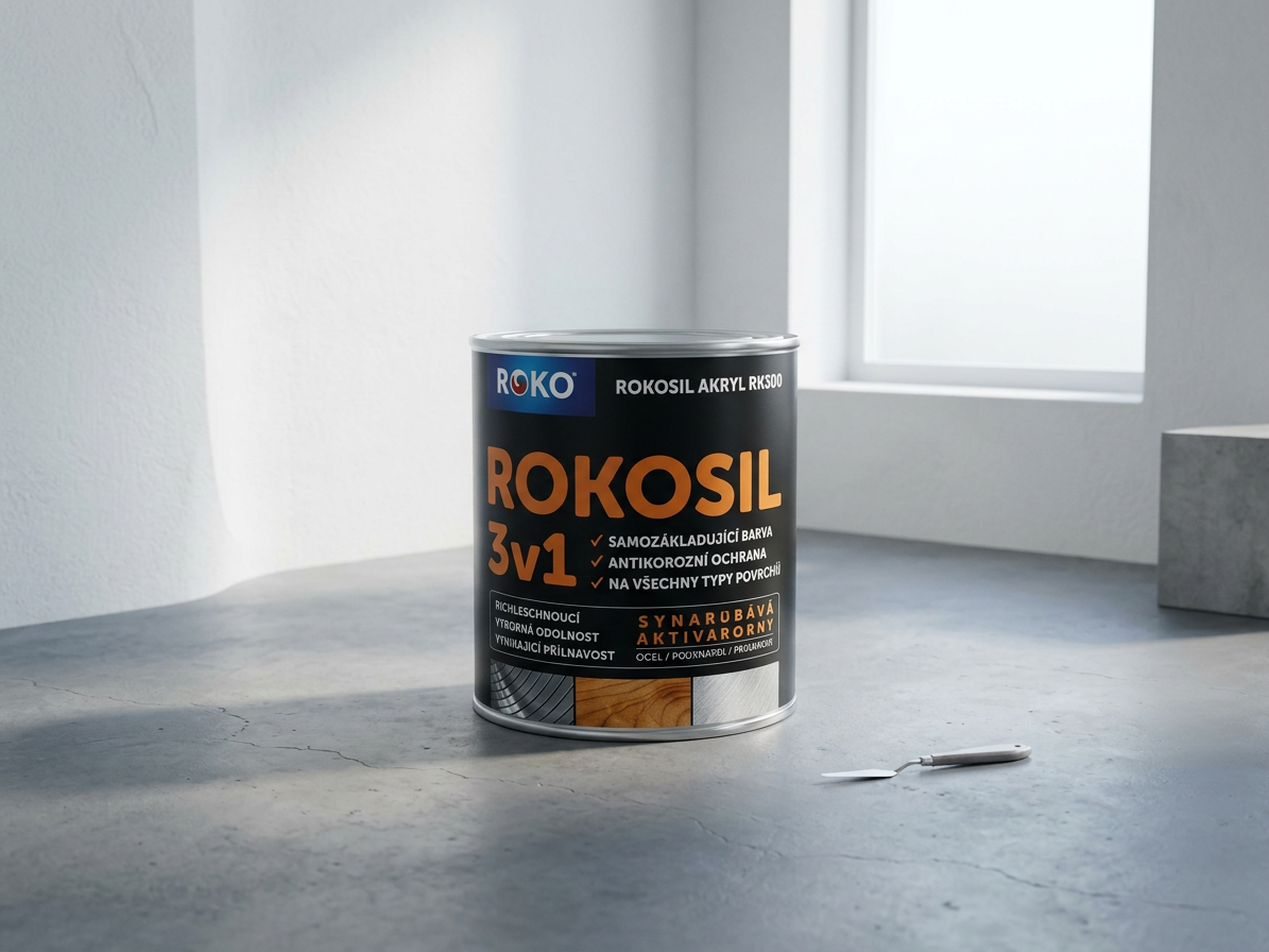 Barva samozákladující Rokosil akryl 3v1 RK 300 1999 černá 0,6 l