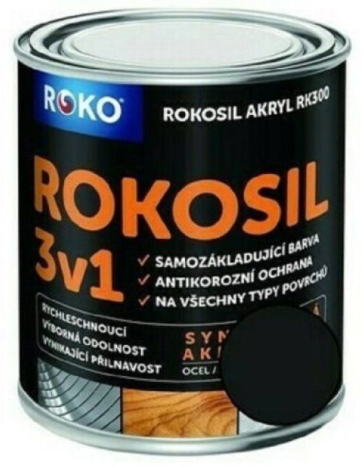 Barva samozákladující Rokosil akryl 3v1 RK 300 1999 černá 0,6 l