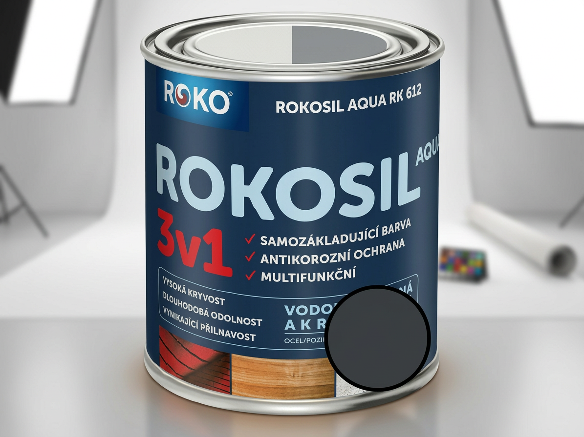 Barva samozákladující Rokosil Aqua 3v1 RK 612 7016 šedá antracitová 0,6 l