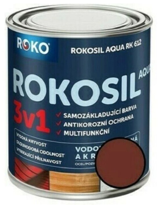 Barva samozákladující Rokosil Aqua 3v1 RK 612 8440 červenohnědá 0,6 l