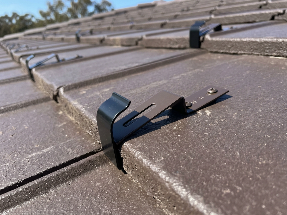 Příchytka hřebenových tašek CLAMP tmavě hnědá FIXING UNI