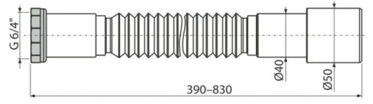 Připojení flexi Alcadrain A780 Premium 6/4"×40/50 kovová matka