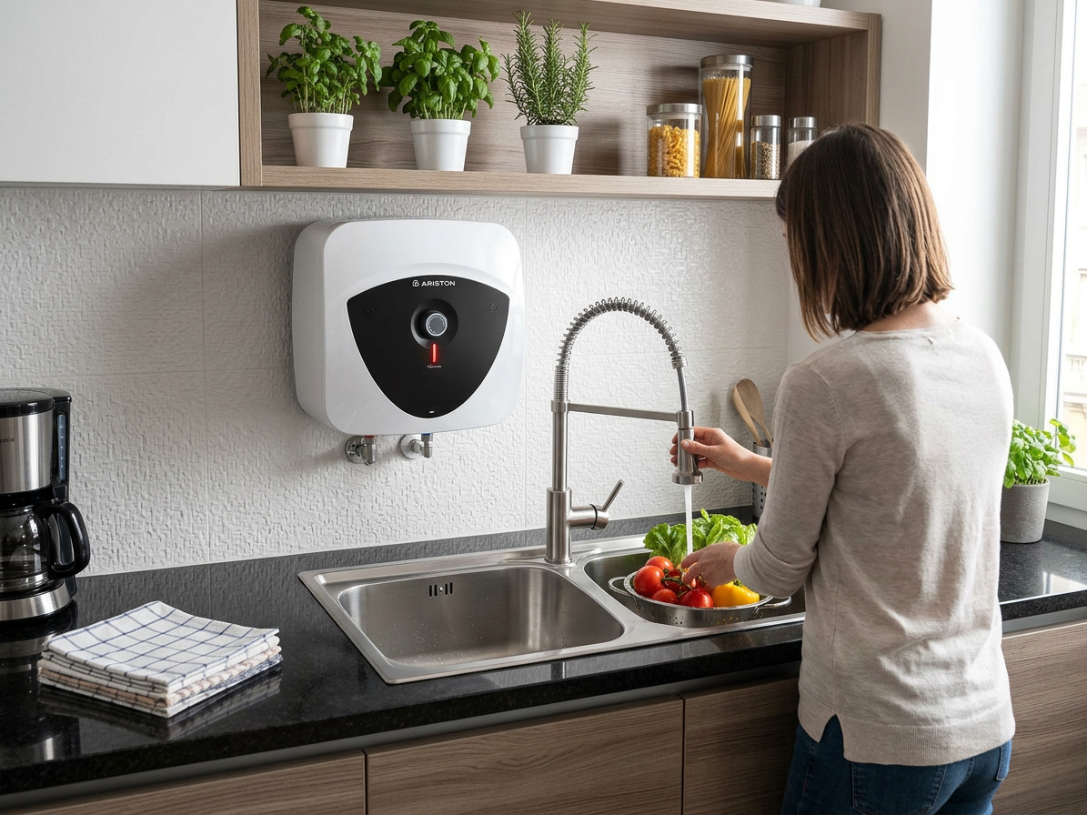 Ohřívač elektrický zásobníkový Ariston ANDRIS LUX 10 nad umyvadlo
