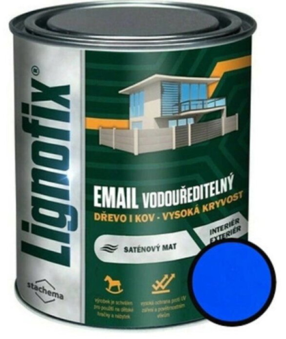 Barva vrchní Lignofix Email vodouředitelný modrá 0,75 l