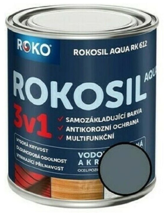 Barva samozákladující Rokosil Aqua 3v1 RK 612 1100 šedá střední 3 l