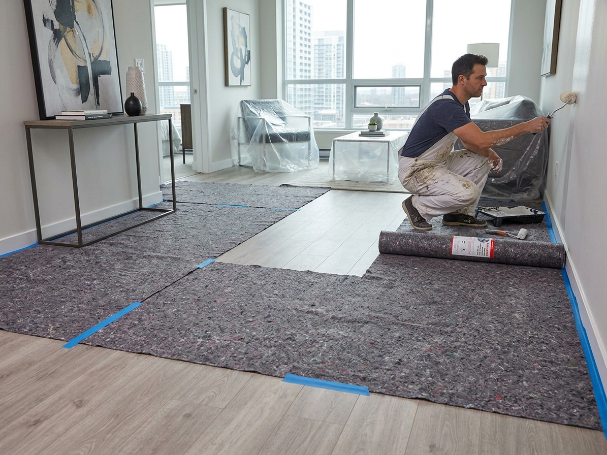 Malířská absorpční textilie s krycí PE vrstvou 1 x 10 m (10 m²/bal.)