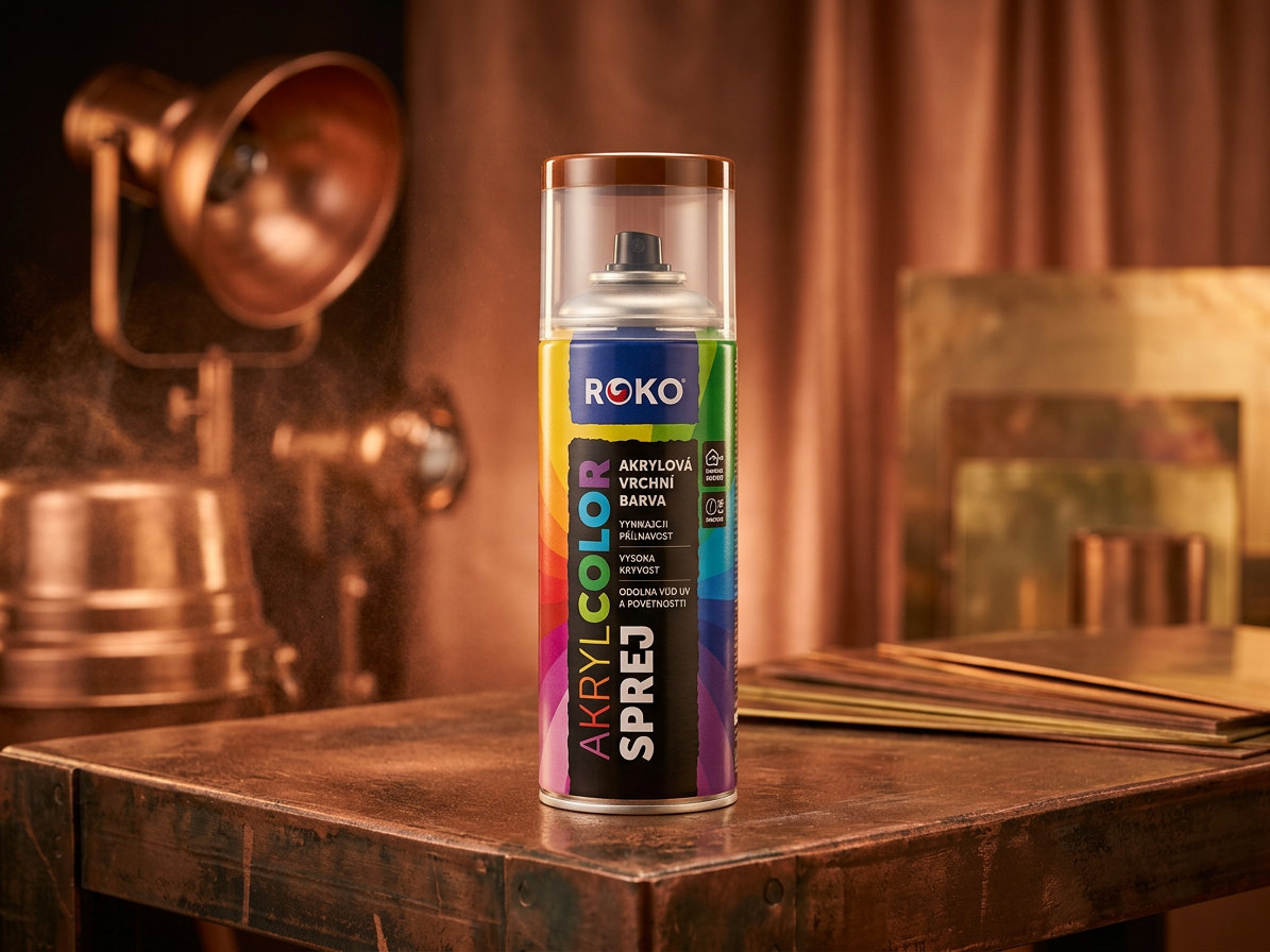 Barva akrylová vrchní Roko AKRYCOLOR Sprej hnědá měděná 400 ml