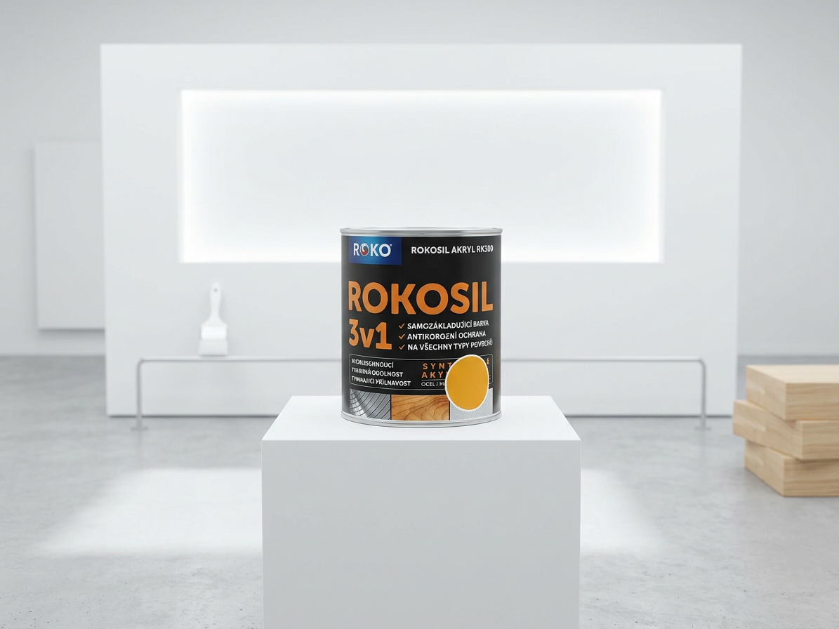 Barva samozákladující Rokosil akryl 3v1 RK 300 6200 žlutá světlá 0,6 l