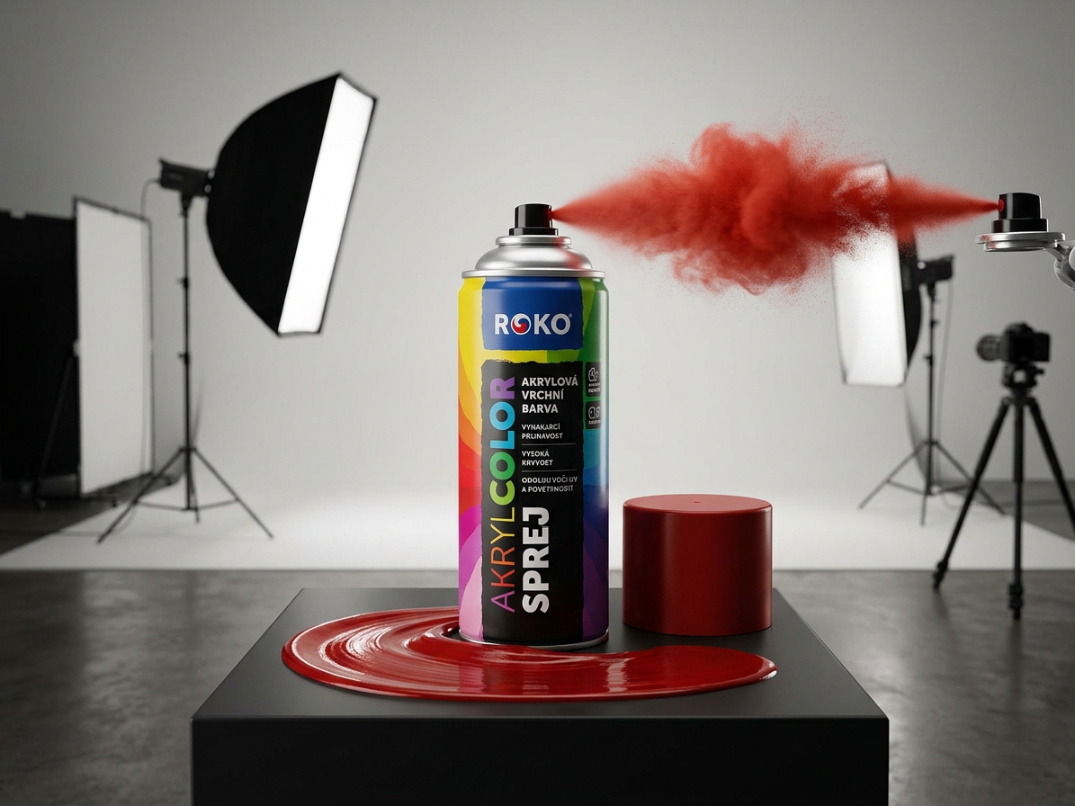 Barva akrylová vrchní Roko AKRYCOLOR Sprej rumělková 400 ml
