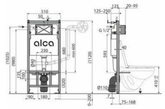 Modul instalační Alca Sádromodul AM101/1120 pro závěsné WC