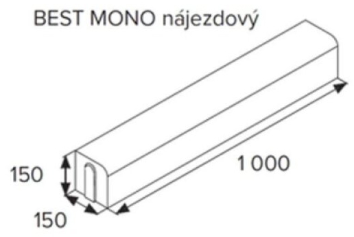 Obrubník nájezdový BEST MONO přírodní 150x1000x150 mm