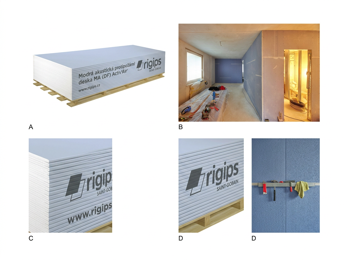 Deska sádrokartonová akustická Rigips MA (DF) Activ'Air 2 000×1 250×12,5 mm