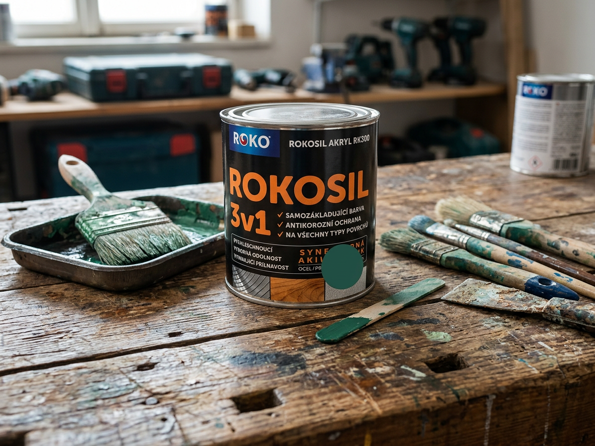Barva samozákladující Rokosil akryl 3v1 RK 300 5400 zelená tmavá 0,6 l