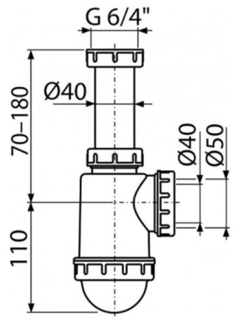 Sifon dřezový Alca A443 DN 50/40 s převlečnou maticí 6/4"
