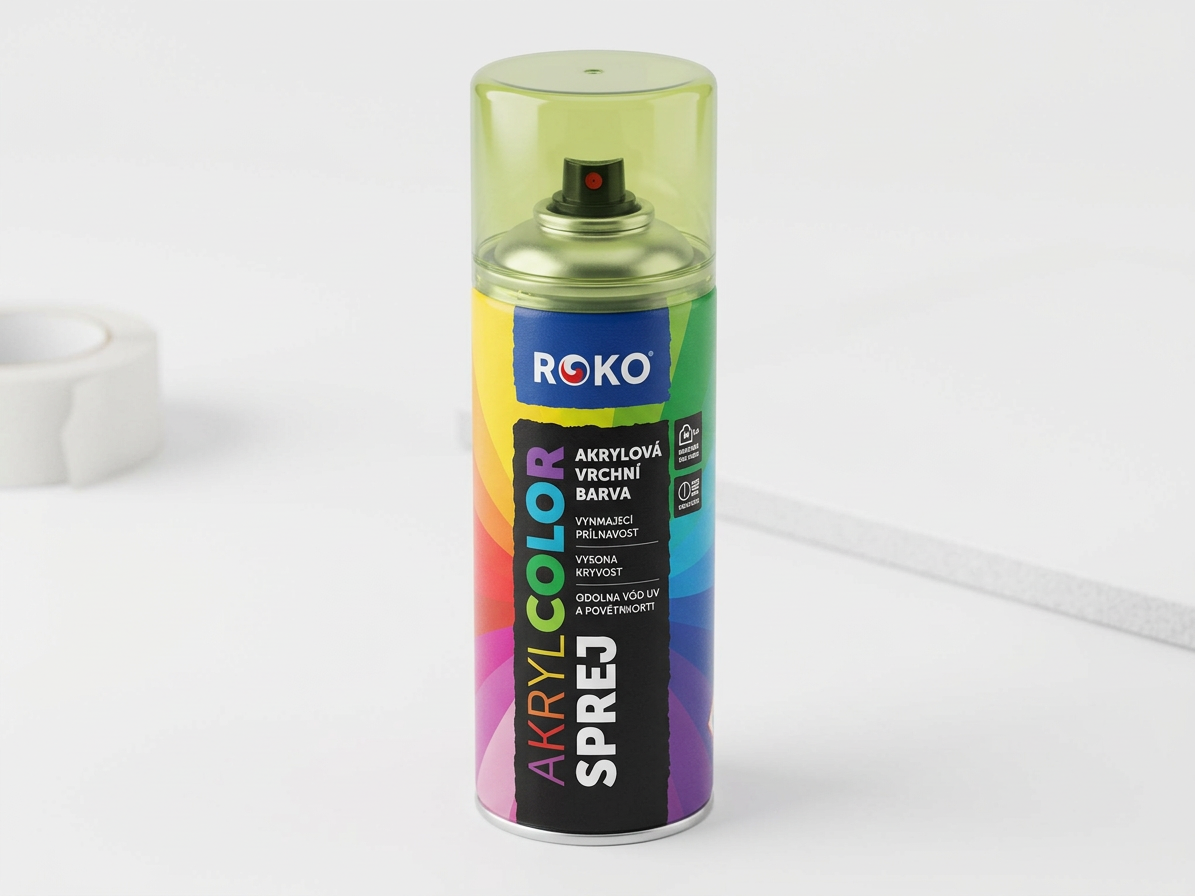 Barva akrylová vrchní Roko AKRYCOLOR Sprej zelenožlutá 400 ml
