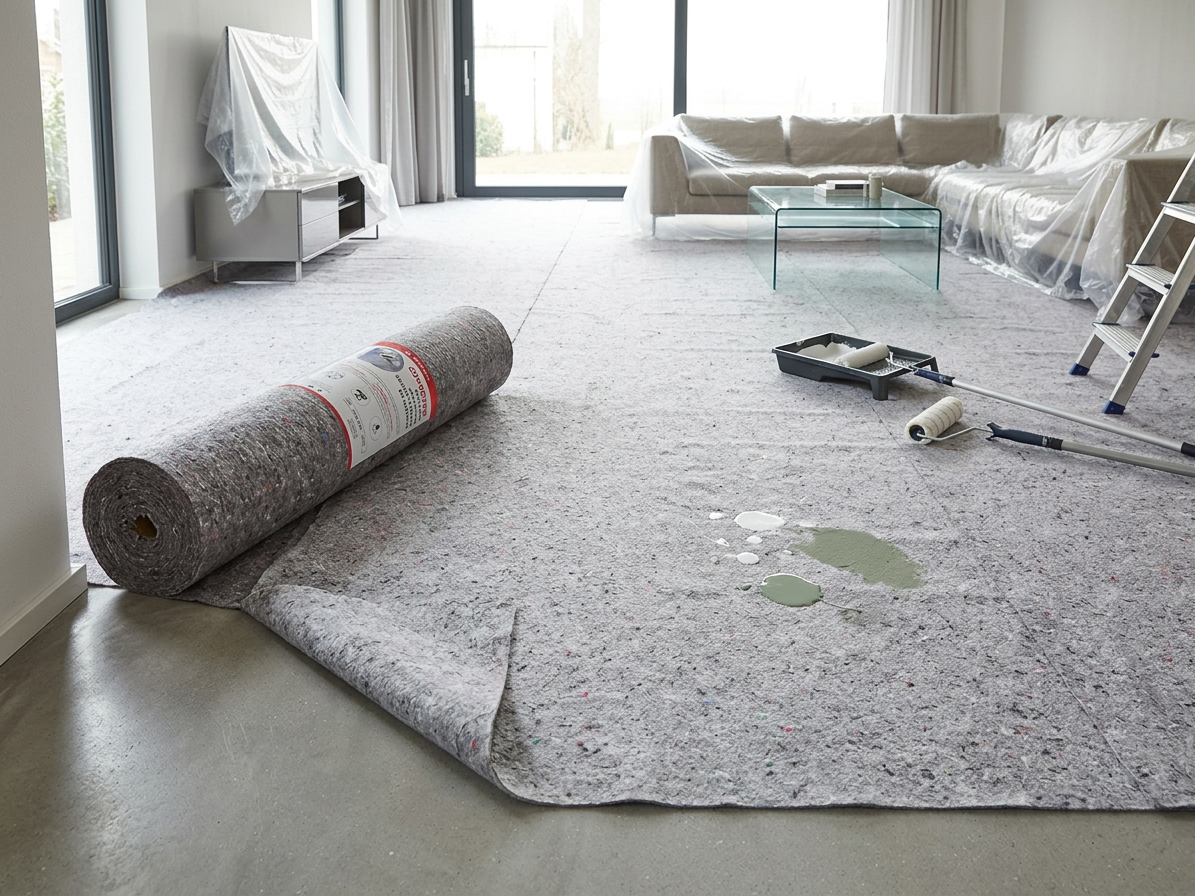 Malířská absorpční textilie s krycí PE vrstvou 1 x 50 m (50 m²/bal.)