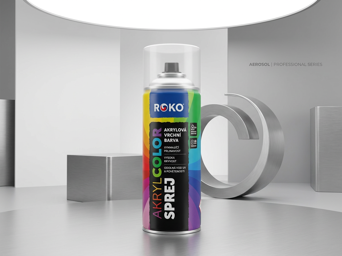 Barva akrylová vrchní Roko AKRYCOLOR Sprej stříbrnošedá 400 ml