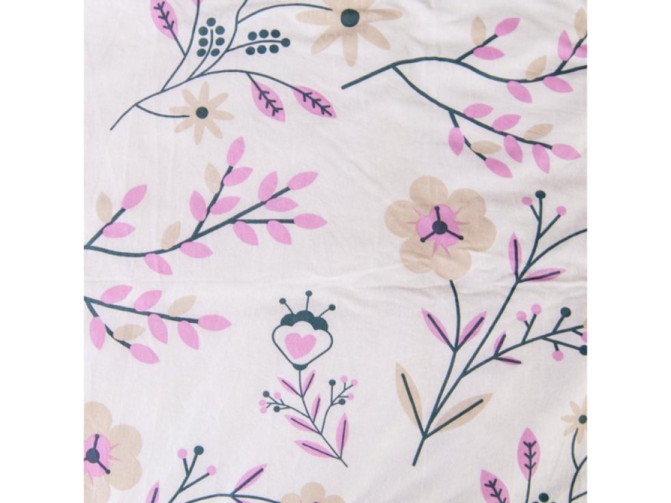 Jersey ložní prádlo 220x200 Květiny bílá růžová 2202 JERSEYLOVE